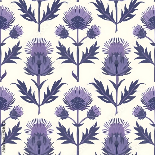 Elegant floral pattern in shades of purple and cream.