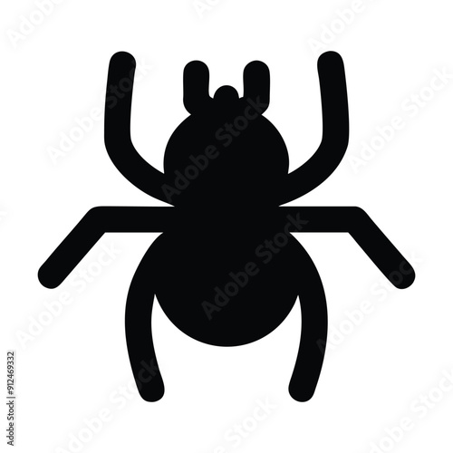 Black and white spider silhouette icon. Vector illustration