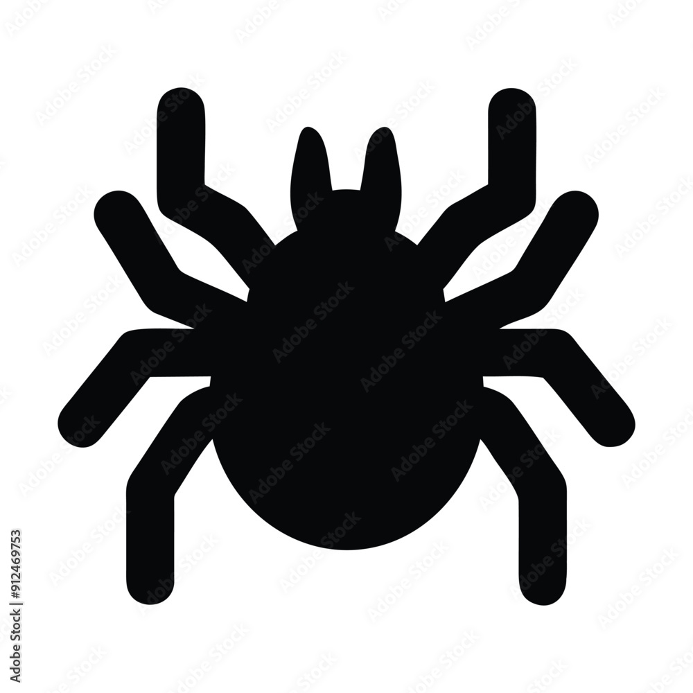 Black and white illustration of a spider. Vector illustration