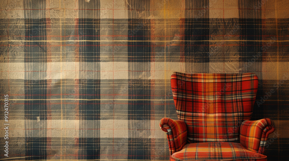 A wallpaper with a nostalgic plaid pattern in warm, autumnal colors, reminiscent of rustic 1970s cabin decor. A wallpaper with a nostalgic plaid pattern in warm, autumnal colors, reminiscent of rustic 1970s cabin decor.