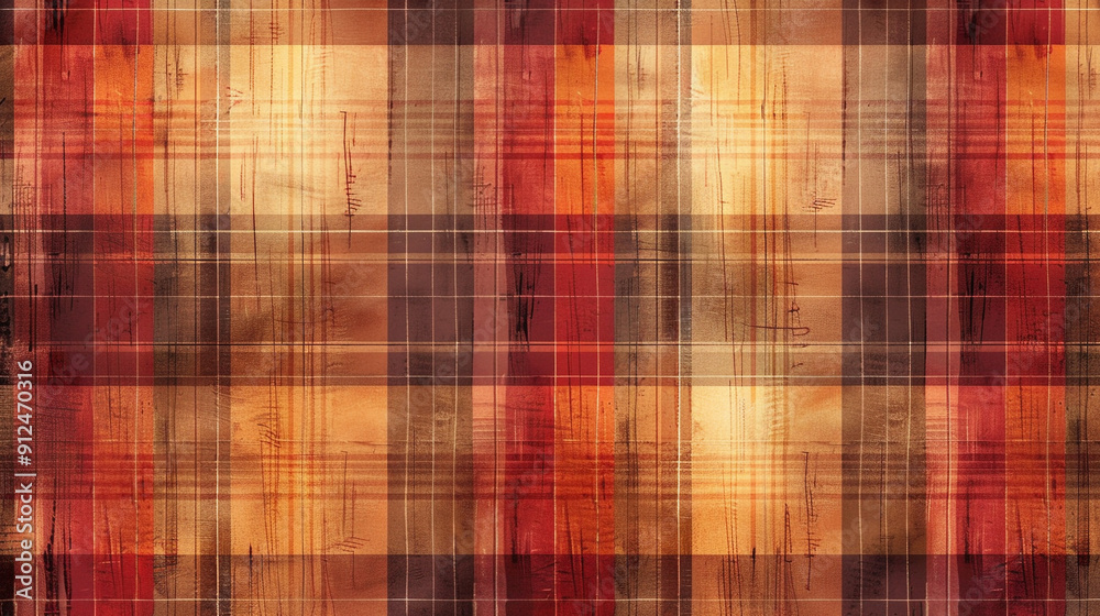 A wallpaper with a nostalgic plaid pattern in warm, autumnal colors, reminiscent of rustic 1970s cabin decor. A wallpaper with a nostalgic plaid pattern in warm, autumnal colors, reminiscent of rustic 1970s cabin decor.