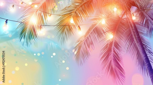 Palm Tree with String Lights