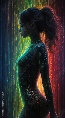 Elegant brunette model in the dark at a glamorous nightclub