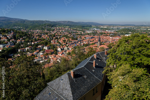 Obraz na płótnie The beautiful fairytale Wernigerode and its picturesque colorful half-timbered houses. Medieval street with half-timbered houses. w salonie