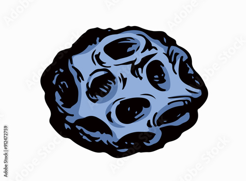 Vector drawing. Small Asteroid in the sky