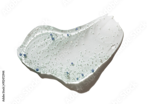 Cosmetic transparent peeling scrub with micro capsules swatch isolated on white