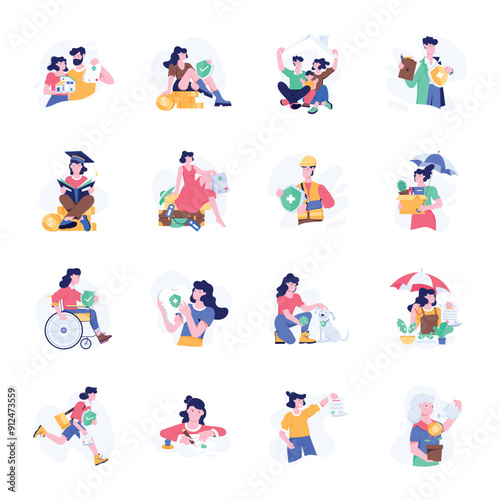 Latest Pack of Insurance Policies Flat Illustrations 

