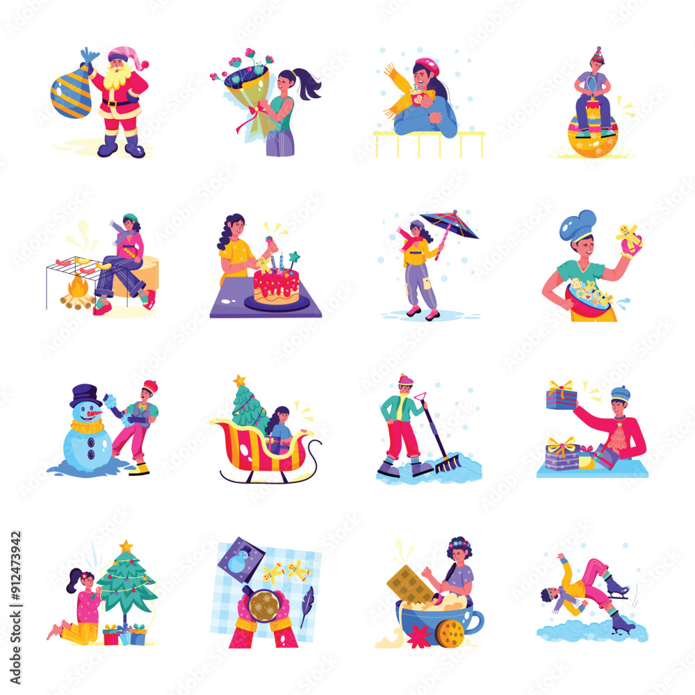 Collection of Christmas and Winter Flat Illustrations
Collection of Christmas and Winter Flat Illustrations