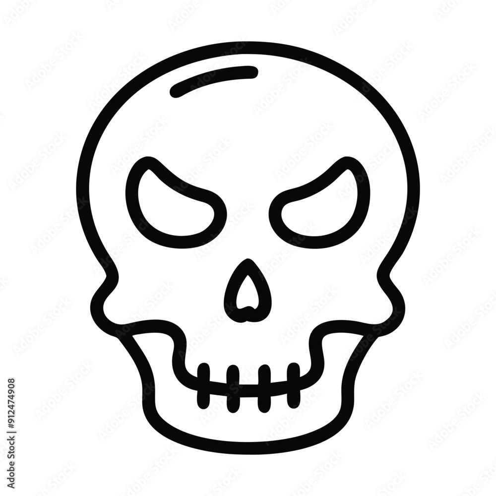 Black and white outline skull illustration. Vector illustration Black and white outline skull illustration. Vector illustration