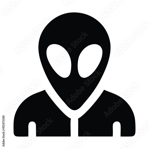 Black and white alien icon illustration. Vector illustration