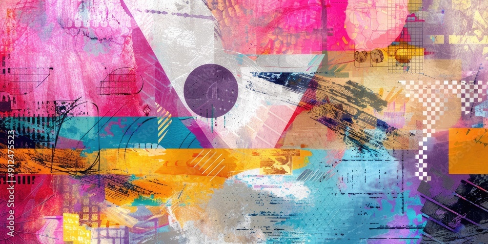 Obraz premium Abstract colorful geometric shapes and textures.
