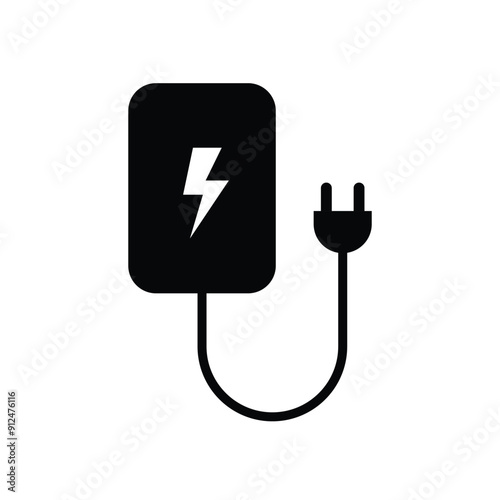 Electric Vehicle EV Charging Station Sign Icon Black and White Style 7