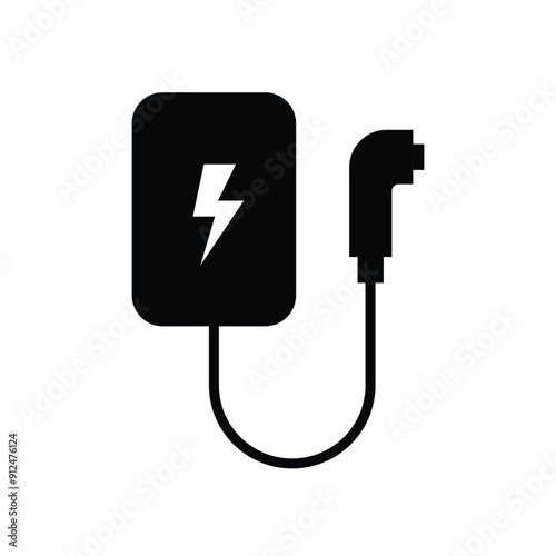 Electric Vehicle EV Charging Station Sign Icon Black and White Style 6