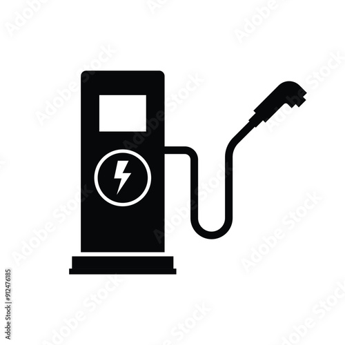 Electric Vehicle EV Charging Station Sign Icon Black and White Style 4