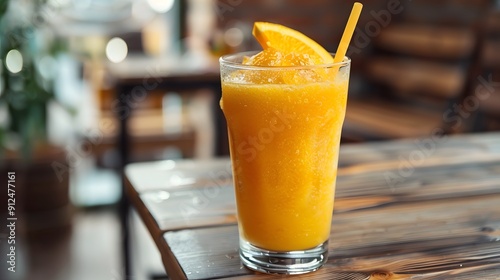 Orange Slushy Drink in a Tall Glass