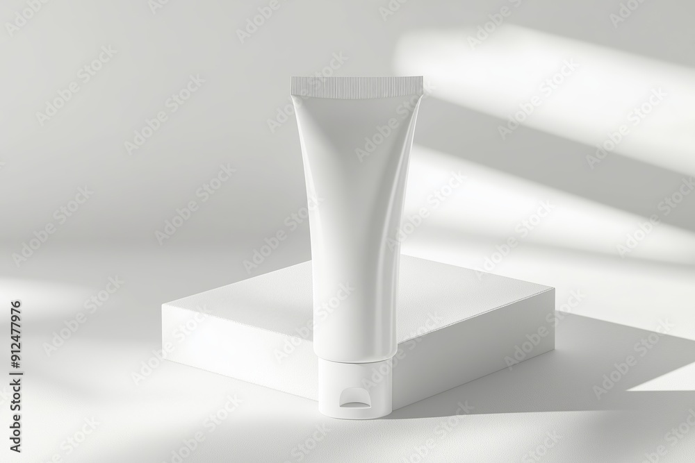 High quality face cream tube, white background, minimalistic design, skincare product, luxury beauty, elegant packaging, natural skin texture, shadow effect
