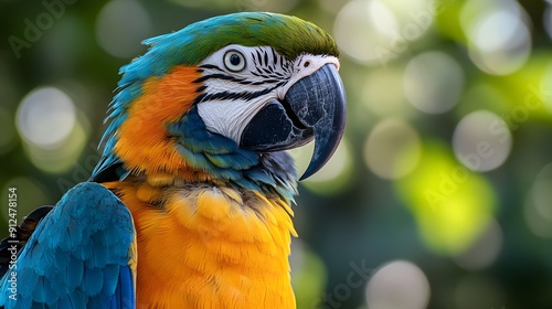 Colorful Parrot Beauty. Close up of a vibrant parrot with brilliant feathers