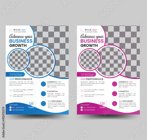 Professional corporate flyer brochure poster design.  Modern business marketing flyer design template.