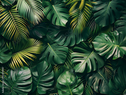 Wallpaper Mural Lush Tropical Foliage Displayed Vividly Against Natural Light in Vibrant Greenery Torontodigital.ca