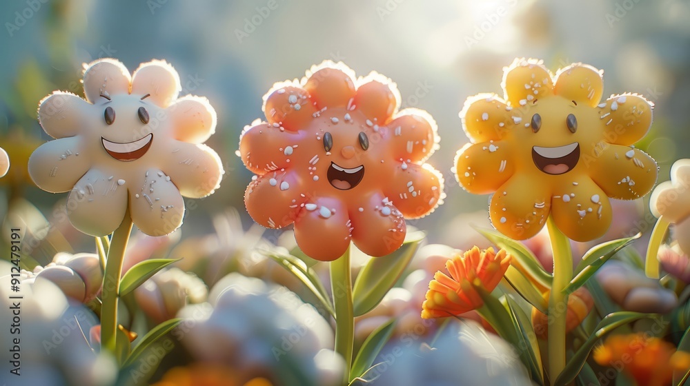 3D cartoon colorful flower emoticon wallpaper 3D cartoon colorful flower emoticon wallpaper