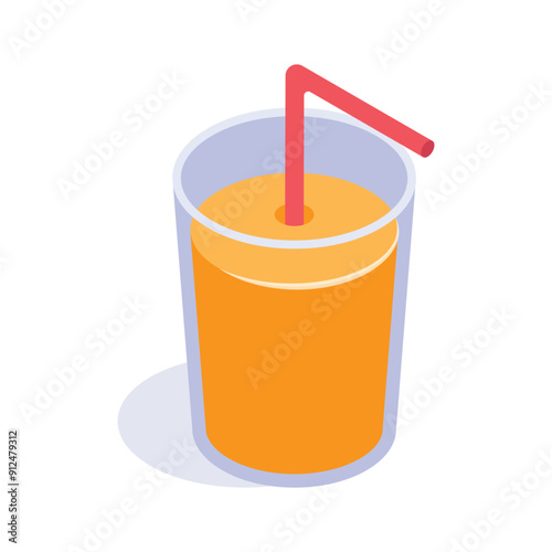 A refreshing glass of orange juice with a straw, perfect for summertime