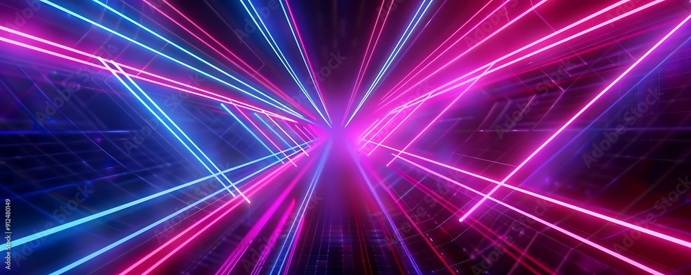 3d render, pink blue neon lines, geometric shapes, virtual space, ultraviolet light, 80's style, retro disco, fashion laser show, abstract background, Generative AI 3d render, pink blue neon lines, geometric shapes, virtual space, ultraviolet light, 80's style, retro disco, fashion laser show, abstract background, Generative AI