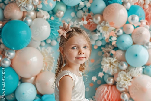 girl with balloons photo