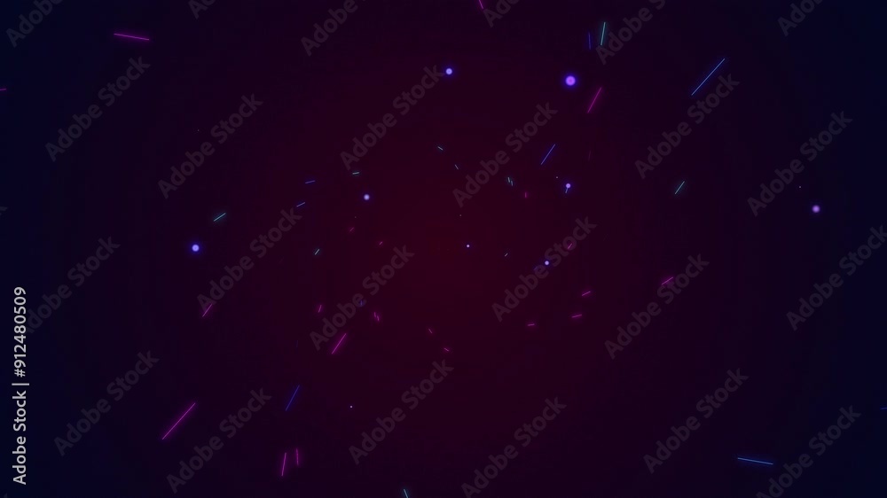 Traveling through hyperspace. Hyperspace jump through the stars to a distant space. Abstract teleportation. Motion and space are represented by animated dots and lines.
