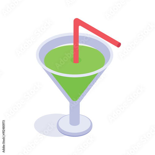 A glass of fresh drink with straw showing concept icon of party drink