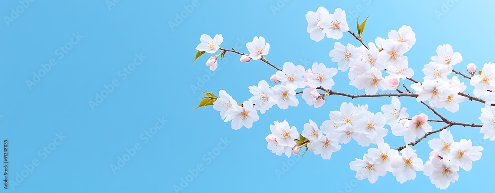 Blossoming cherry tree branches against a clear blue sky, signifying new beginnings, more clarity with clear light and sharp focus, high detailed Blossoming cherry tree branches against a clear blue sky, signifying new beginnings, more clarity with clear light and sharp focus, high detailed