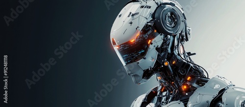 Futuristic 3D rendering of a droid robot showcasing advanced technology artificial intelligence and machine learning concepts Exploration of bionic robotics for the future of human existence