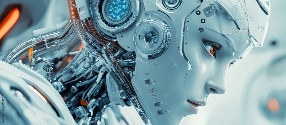 Futuristic 3D Rendering of Advanced Robot Technology Exploring Artificial Intelligence and Machine Learning Concepts for the Future of Human Life Global Research in Robotic Bionic Science