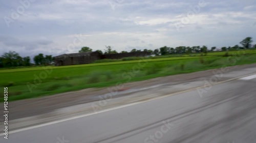 Lush Green Rice Fields from Moving Vehicle, Rudrapur City photo