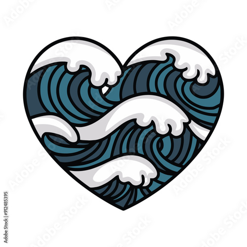 Heart-shaped wave pattern vector illustration