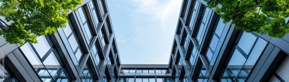 Green financial district with eco-friendly buildings, representing sustainable finance Green financial district with eco-friendly buildings, representing sustainable finance