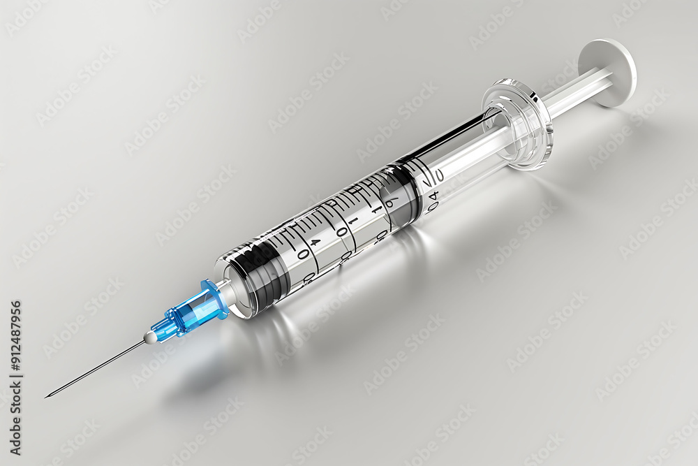 Syringe placed on a clean white background Syringe placed on a clean white background