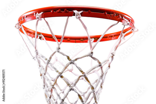 Swish as basketball passes through the hoop isolated on clear white background displaying accuracy