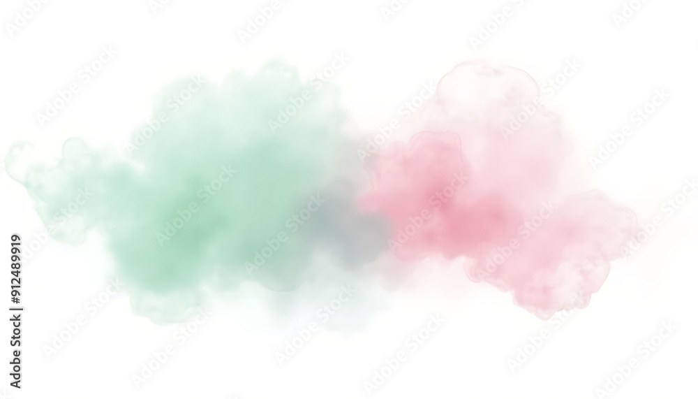 Fototapeta premium Mint Green & Dusty Pink ink on white background
