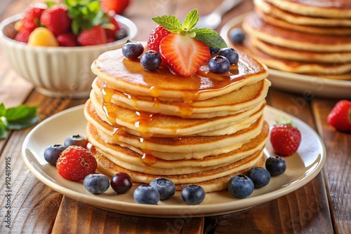 Wallpaper Mural Pancakes with strawberries and blueberries Torontodigital.ca