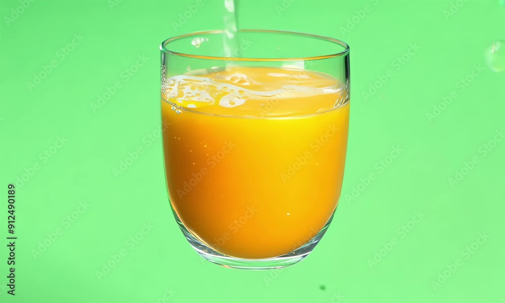 A glass of fresh mango juice drink on green screen background A glass of fresh mango juice drink on green screen background