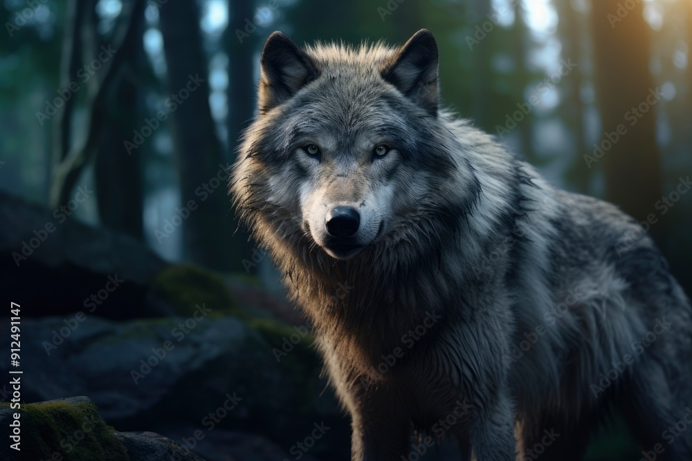 wolf background. Cinematic lighting, with generative ai wolf background. Cinematic lighting, with generative ai
