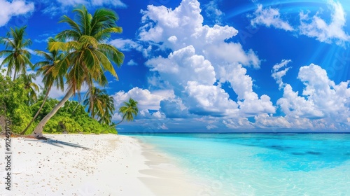 Tropical Paradise Beach with Palm Trees