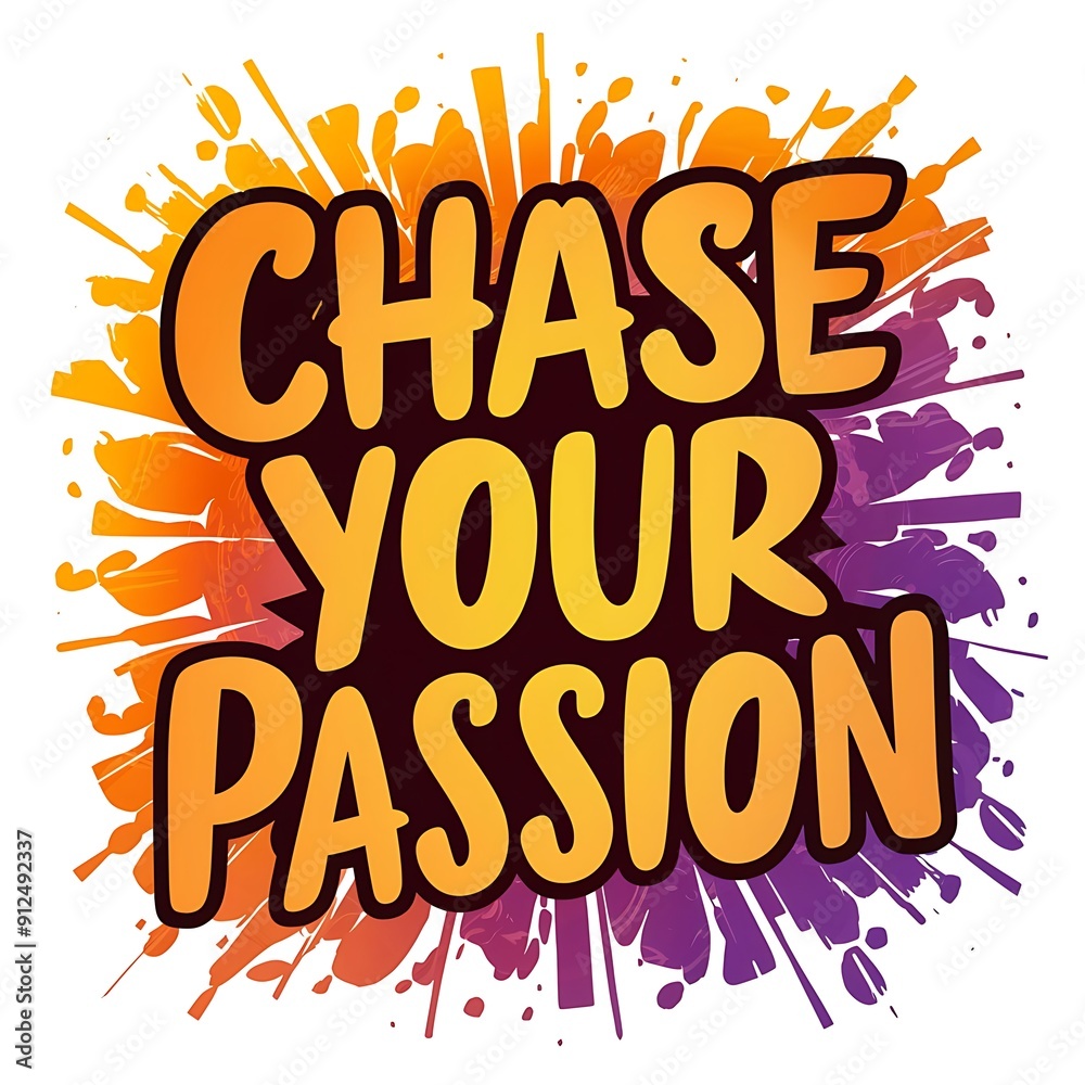 Fototapeta premium Chase Your Passion colorful background and text (T-shirt Design Motivational Quote, Illustration ,Typography)