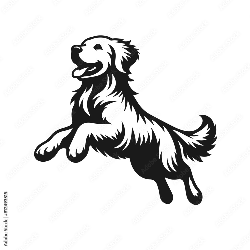 Clean black and white vector silhouette of a dog isolated on white background Clean black and white vector silhouette of a dog isolated on white background