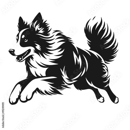Clean black and white vector silhouette of a dog isolated on white background