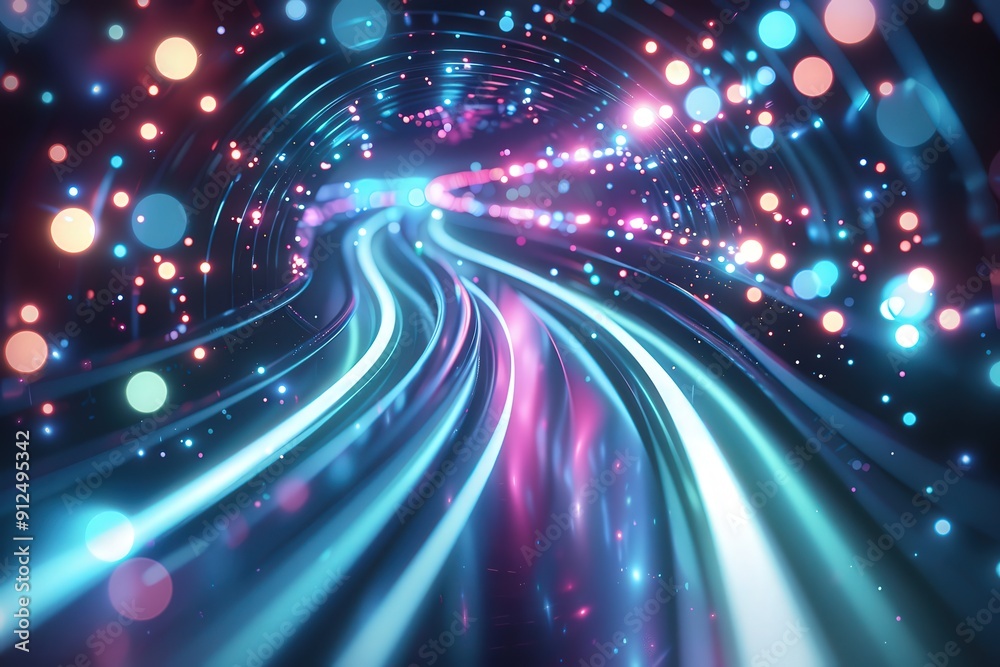Abstract Digital Art Piece Featuring a Vibrant and Futuristic Light Tunnel Abstract Digital Art Piece Featuring a Vibrant and Futuristic Light Tunnel