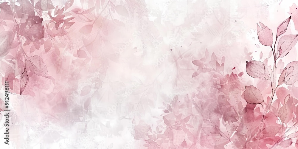 Fototapeta premium Watercolor painting of translucent pink leaves.