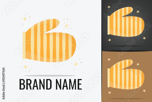 Cooking Gloves logo potholder. Oven mitt  kitchen potholder glove lootype. BBQ Grill Protective Glove