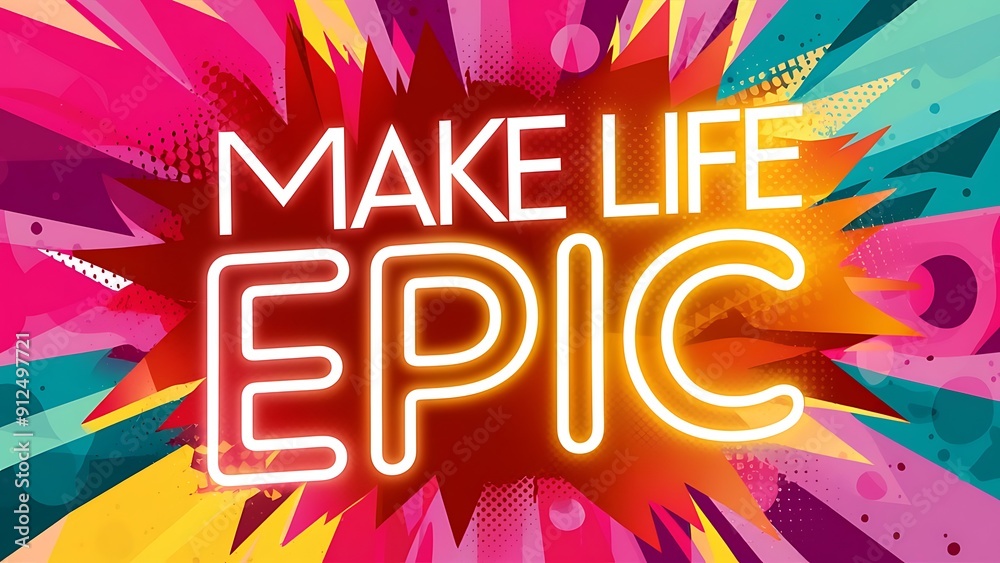 Make Life Epic colorful background and text (T-shirt Design Motivational Quote, Illustration ,Typography)