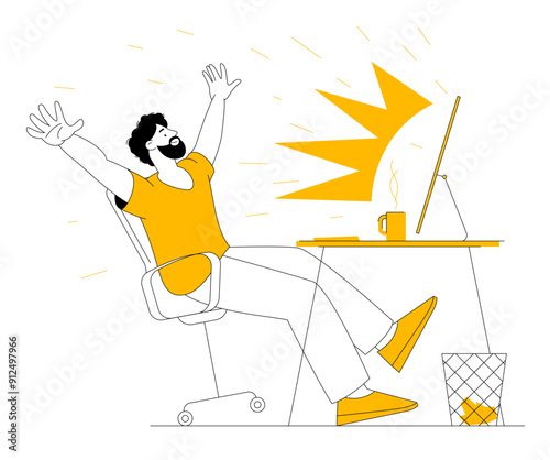 Overjoyed man celebrate success.